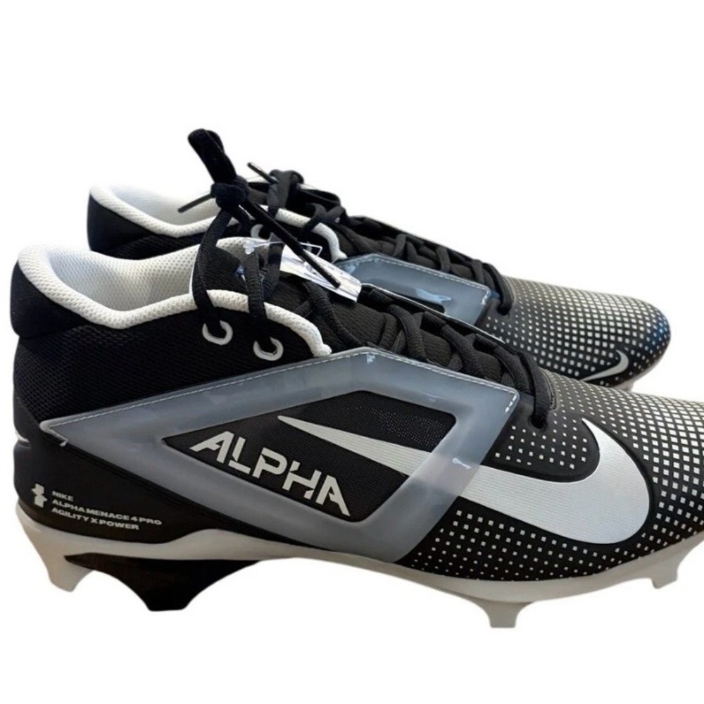 New Nike Alpha Menace 4 Pro Football Cleats Black White FZ7702-005 Mens Size 16
